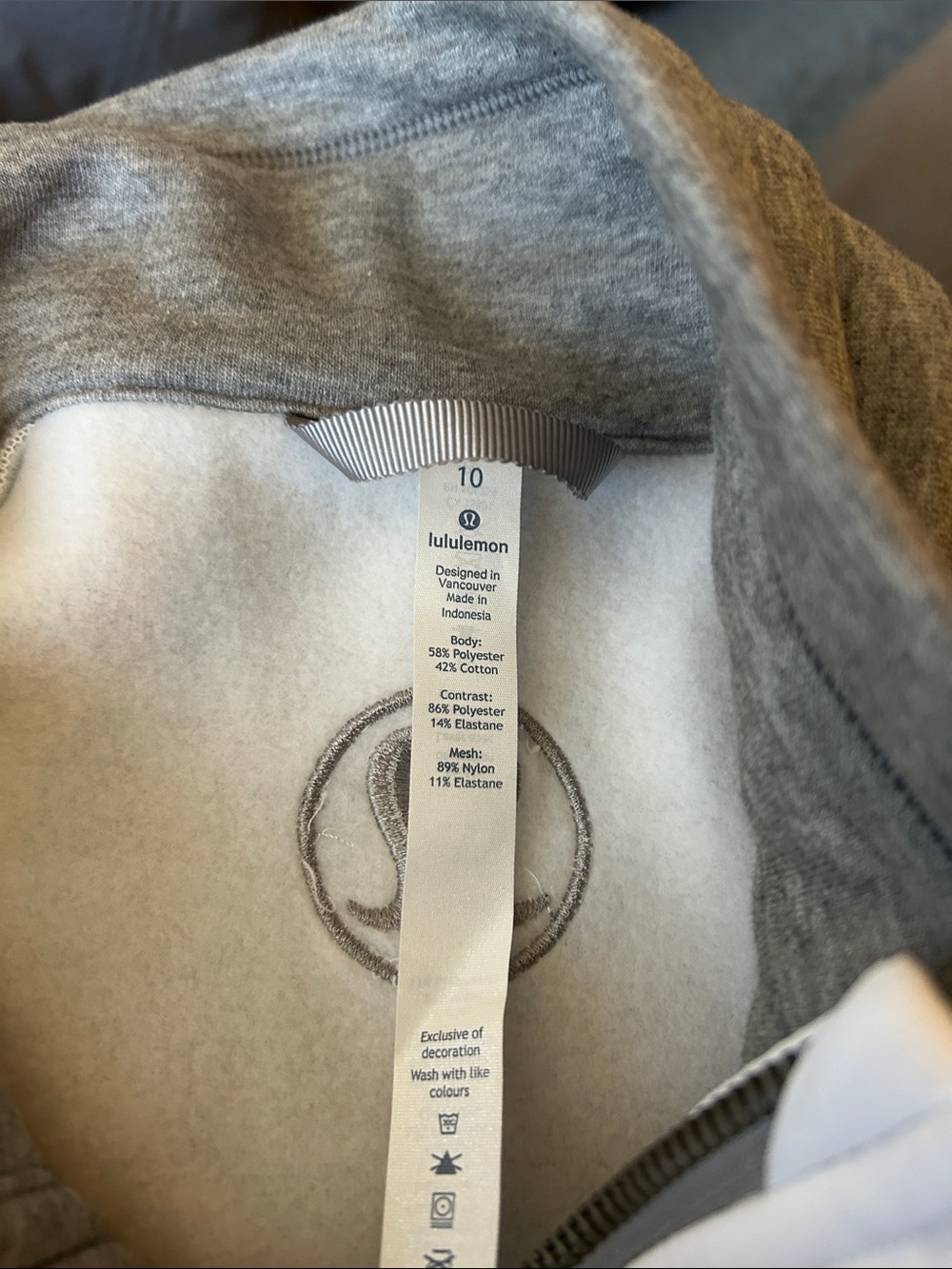 lululemon athletica Gray Zip-Front Sweatshirt with White Trim - Picture 4 of 5